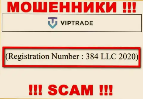 Регистрационный номер организации VipTrade Eu - 384 LLC 2020