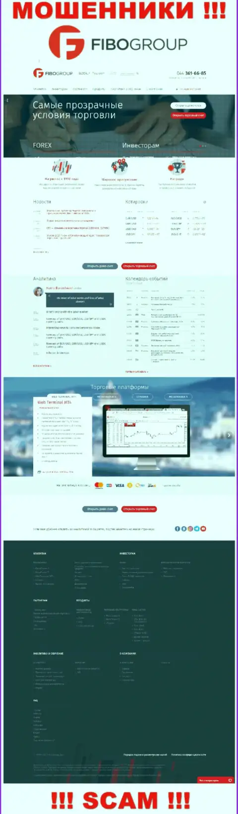 Вид официальной web-странички неправомерно действующей компании FiboForex