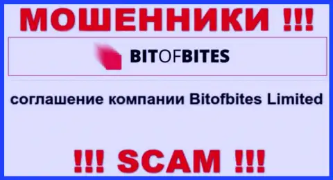 Юридическим лицом, управляющим internet мошенниками Bit Of Bites, является Bitofbites Limited