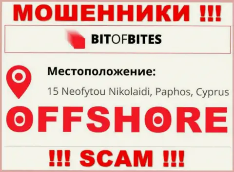 Организация Бит ОфБитес указывает на информационном портале, что расположены они в оффшорной зоне, по адресу - 15 Neofytou Nikolaidi, Paphos, Cyprus