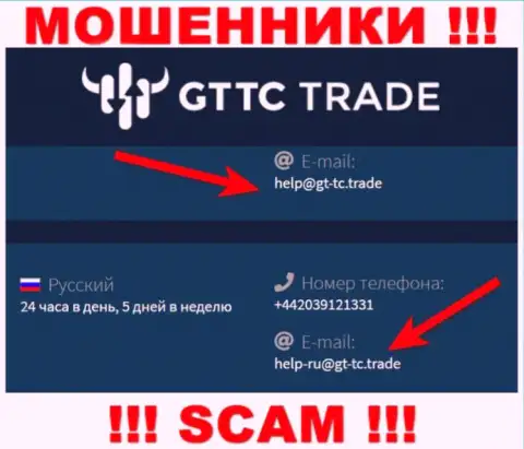 GTTC Trade - это МОШЕННИКИ ! Данный электронный адрес показан у них на официальном портале