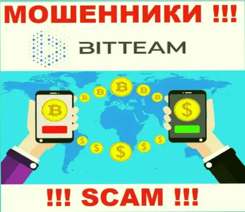 С BitTeam работать весьма опасно, их направление деятельности Криптовалютный обменник - это капкан