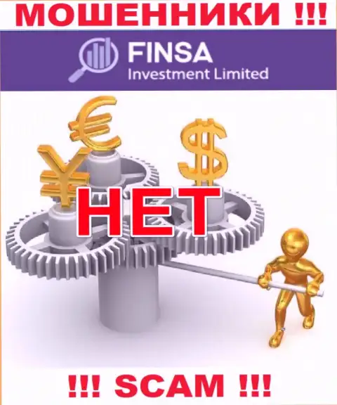 У организации FinsaInvestment Limited нет регулятора, следовательно ее мошеннические действия некому пресечь