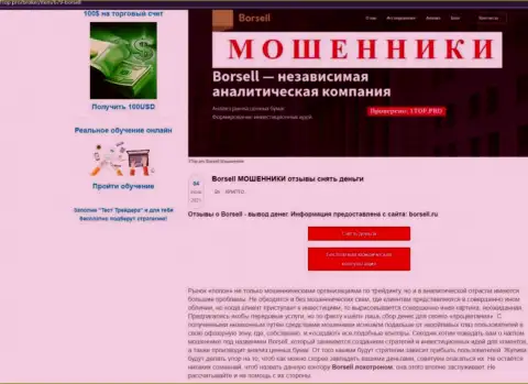 Обзор деяний scam-проекта Borsell - это ОБМАНЩИКИ !!!