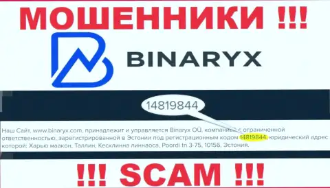 Binaryx Com не скрывают рег. номер: 14819844, да и для чего, грабить клиентов номер регистрации не мешает