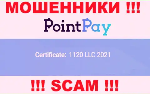 Регистрационный номер Поинт Пей, который представлен разводилами на их web-ресурсе: 1120 LLC 2021