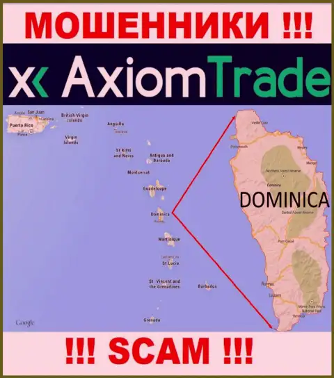 На своем информационном сервисе Axiom Trade указали, что зарегистрированы они на территории - Dominica