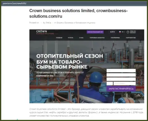 О ФОРЕКС брокере Crown-Business-Solutions Com представлена информация на web-сайте YaRevizorro Com