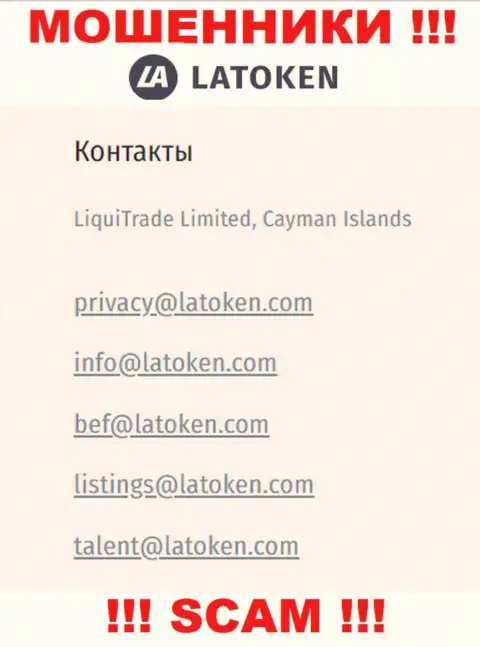Адрес электронного ящика, который мошенники Latoken предоставили у себя на официальном интернет-ресурсе