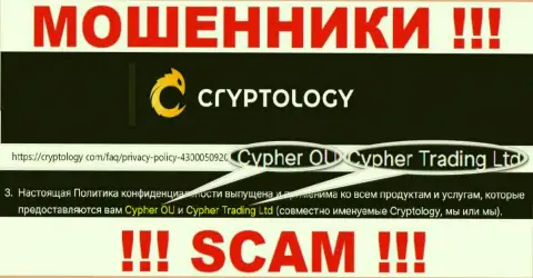 Сведения о юридическом лице конторы Cryptology, это Cypher OÜ