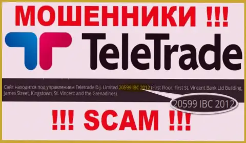 Рег. номер мошенников ТелеТрейд (20599 IBC 2012) не гарантирует их честность