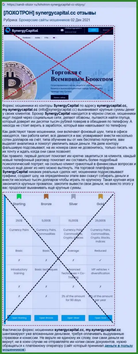 Обзор SynergyCapital Top с описанием всех показателей незаконных комбинаций