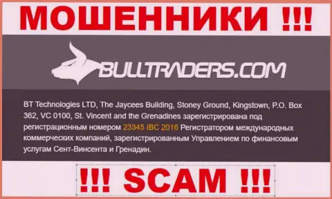 Bulltraders Com - это МОШЕННИКИ, рег. номер (23345 IBC 2016) этому не препятствие