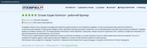 Ещё один отзыв о Форекс-брокере CauvoCapital на веб-сайте Otzovichka Ru