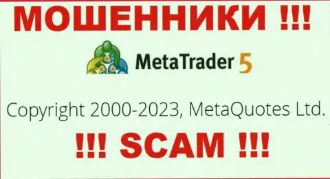 Юридическим лицом МТ5 является - MetaQuotes Ltd