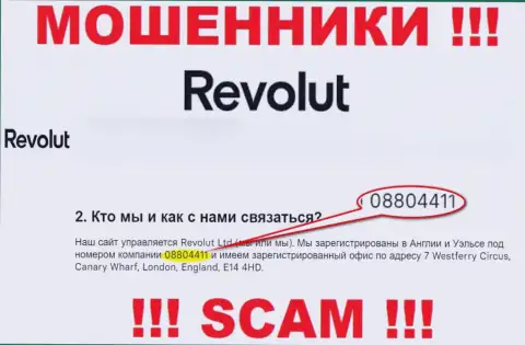 Будьте осторожны, наличие регистрационного номера у компании Revolut (08804411) может быть приманкой