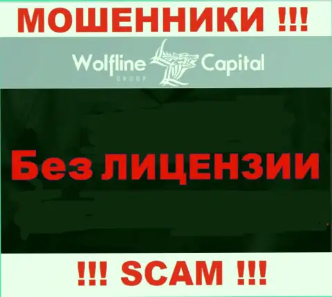Невозможно отыскать информацию о лицензии internet-жуликов Wolfline Capital - ее просто нет !