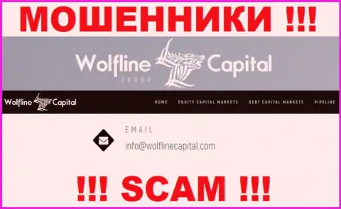 МАХИНАТОРЫ Wolfline Capital засветили у себя на онлайн-ресурсе адрес электронного ящика компании - писать сообщение слишком опасно