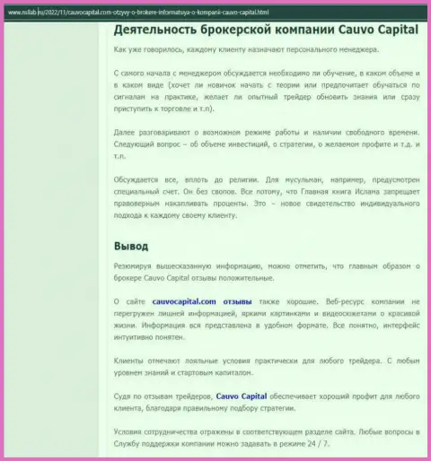 Брокер Cauvo Capital представлен в информационной статье на web-портале nsllab ru