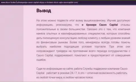 Обзорная публикация о дилинговом центре Cauvo Capital на сайте Obzor-Broker Ru