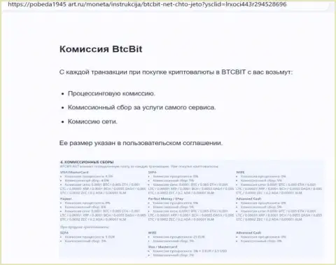 О комиссионных сборах интернет компании БТКБит Нет Вы можете выяснить из обзорной статьи, расположенной на сайте pobeda1945-art ru