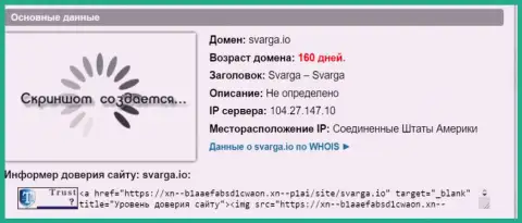 Возраст домена ФОРЕКС брокерской компании Сварга, исходя из справочной информации, которая получена на интернет-сервисе doverievseti rf